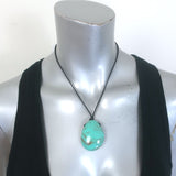 Tarina Tarantino Turquoise Pendant on Black Leather Cord Necklace