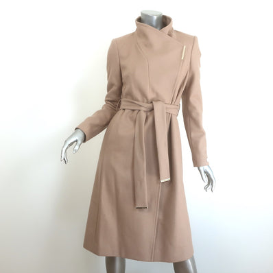 Ted Baker Rose Midi Wrap Coat Camel Wool-Cashmere Size 1 NEW