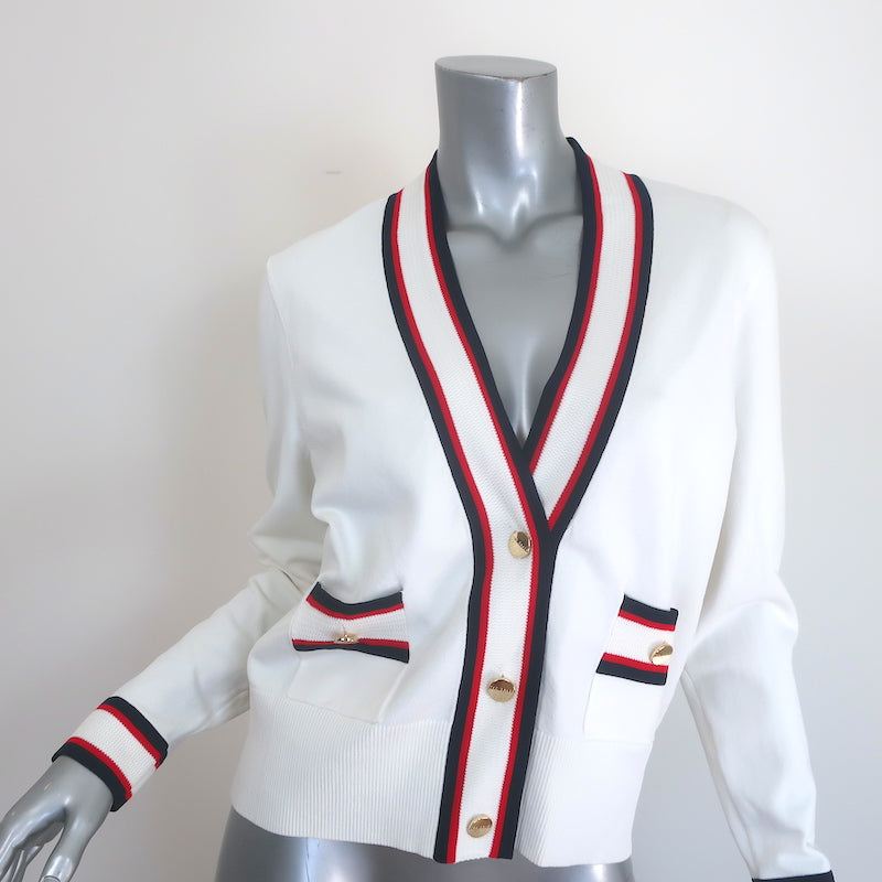 Ted Baker Skilarr Striped-Trim Cardigan Ivory Stretch Knit Size 3 NEW