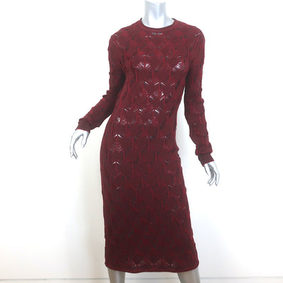 Thakoon Long Sleeve Midi Sweater Dress Burgundy Wool Knit Size Medium
