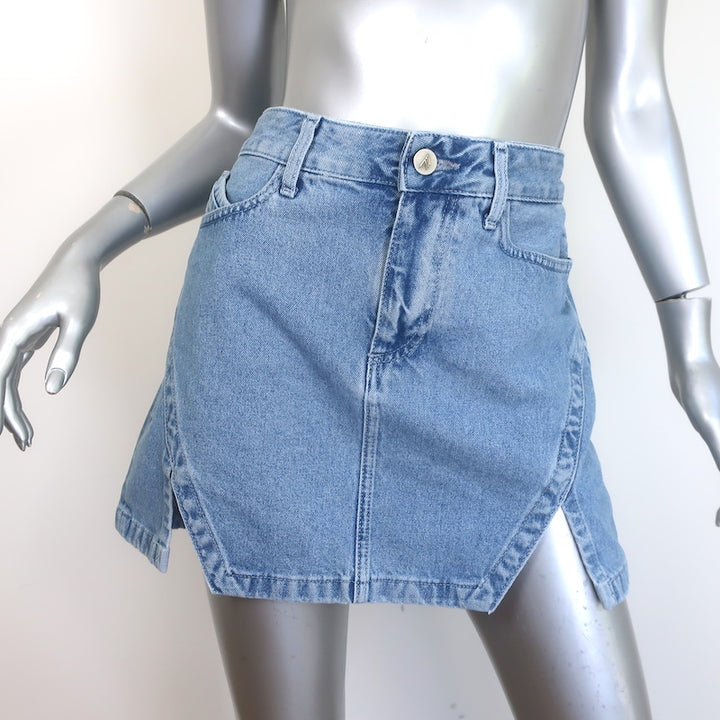 The Attico Lula Denim Mini Skirt Blue Cotton-Blend Size 28