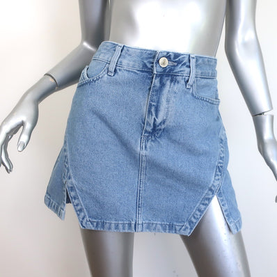 The Attico Lula Denim Mini Skirt Blue Cotton-Blend Size 28