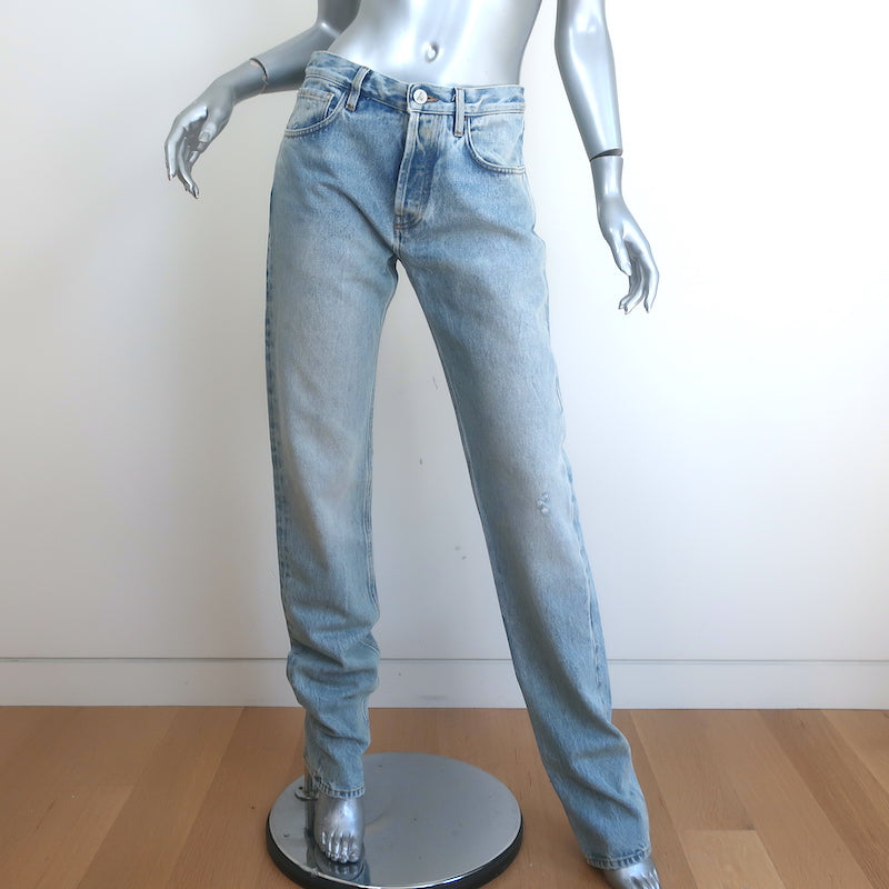The Attico Straight Leg Long Jeans Light Blue Denim Size 38