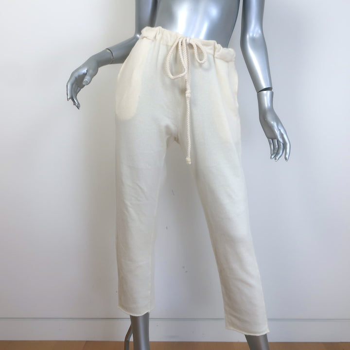 The Elder Statesman Cashmere Cropped Raw Edge Sweatpants 