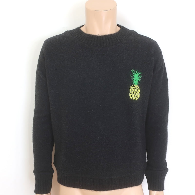 The Elder Statesman Pineapple Intarsia Sweater Charcoal Size Small