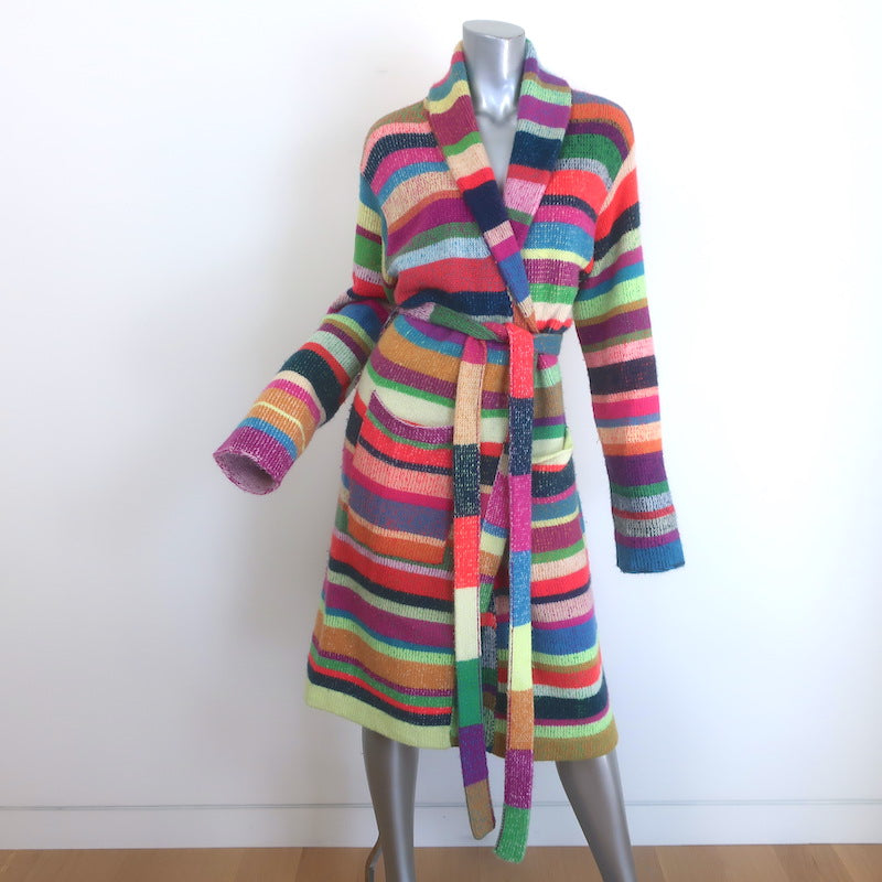 The Elder Statesman Striped Cashmere Robe Cardigan