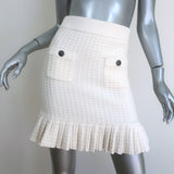 The Kooples Ruffled Hem Knit Skirt Ecru Cotton-Blend Size 1 NEW