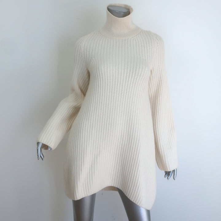 The Row Azura Ribbed Knit Turtleneck Sweater/Dress Cream 