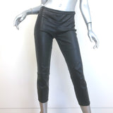 The Row Cropped Leather Curved-Seam Leggings Black Size 2