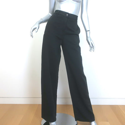 The Row Delton High Rise Straight Leg Jeans Black Cotton-Linen Size 2