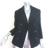 The Row double-breasted blazer in black stretch wool, size 4 — authentic pre-owned luxury piece.