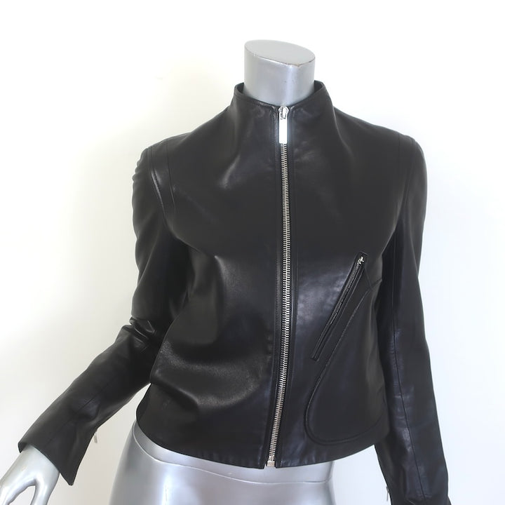 The Row Driker Leather Jacket Black Lambskin Size 6