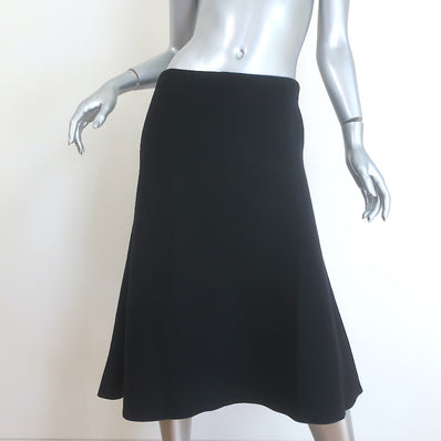 The Row Flared Midi Skirt Black Stretch Wool Size 6