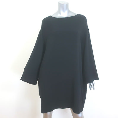 The Row Long Sleeve Shift Dress Black Stretch Crepe Size Extra Small/Small