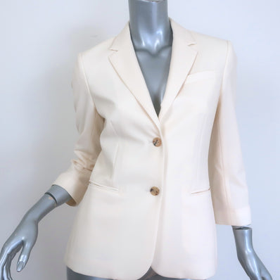 The Row Schoolboy Blazer Ivory Stretch Wool Crepe Size 6 Two-Button Jacket