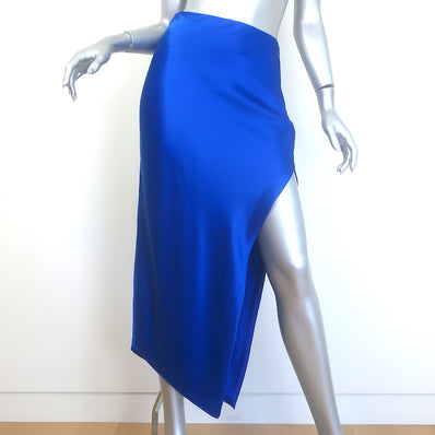 The Sei Asymmetric Bias Skirt Electric Blue Silk Satin Size 2