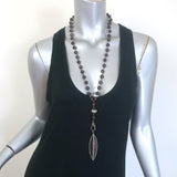 The Woods Beaded Pave Diamond Wood Pendant Necklace Brown