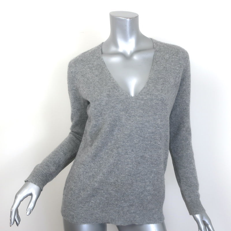 Theory Adrianna Cashmere V-Neck Sweater Heather Gray Size Petite