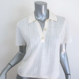 Theory Cropped Polo Bone Linen Knit Size Small Short Sleeve Top NEW