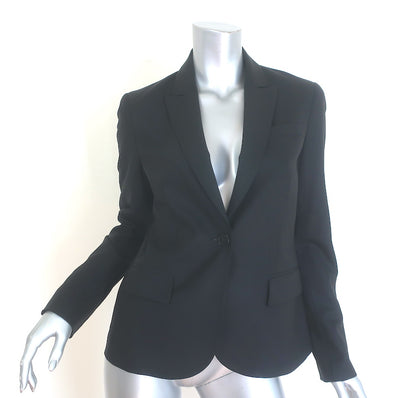 Theory Gabe Blazer Black Stretch Wool Size 4 One-Button Jacket