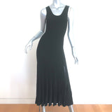 Theory Pleated Midi Tank Dress Black Stretch Knit Size Small