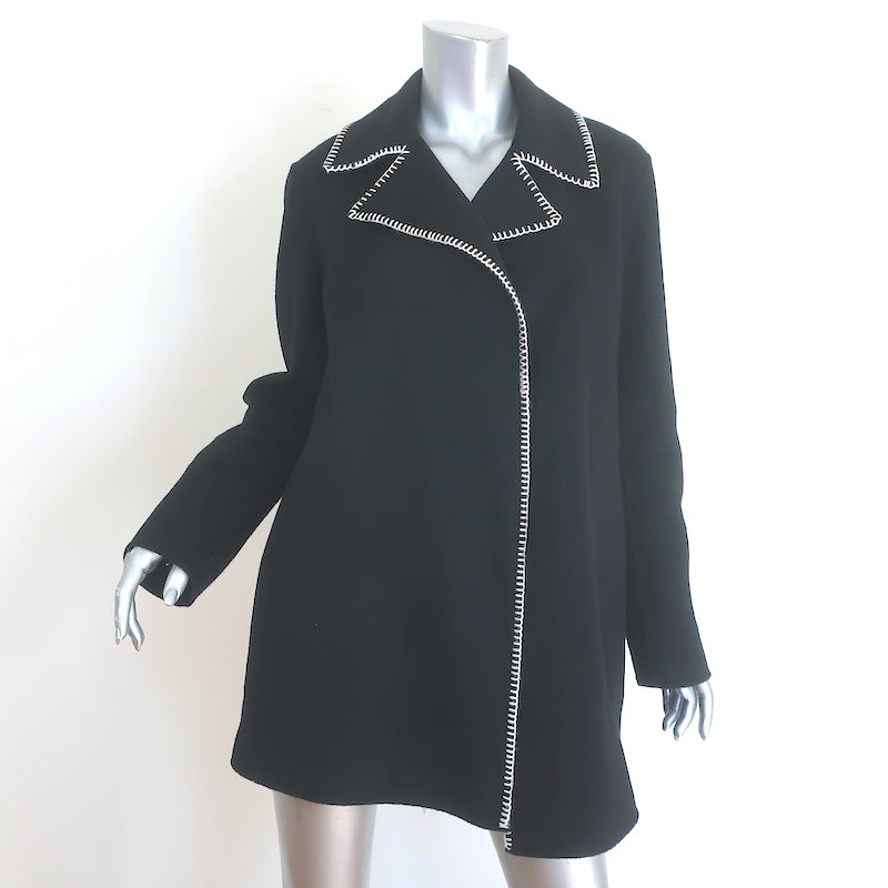 Theory Stitch Overlay Coat Black Wool-Cashmere Size Small Open Front Jacket
