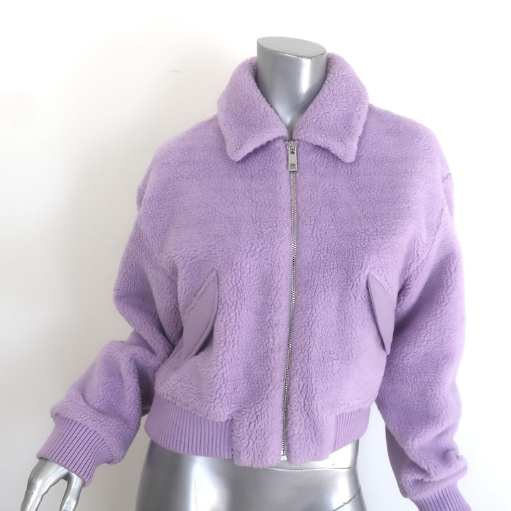 Tibi Gus Faux Shearling Cropped Jacket Lavender 