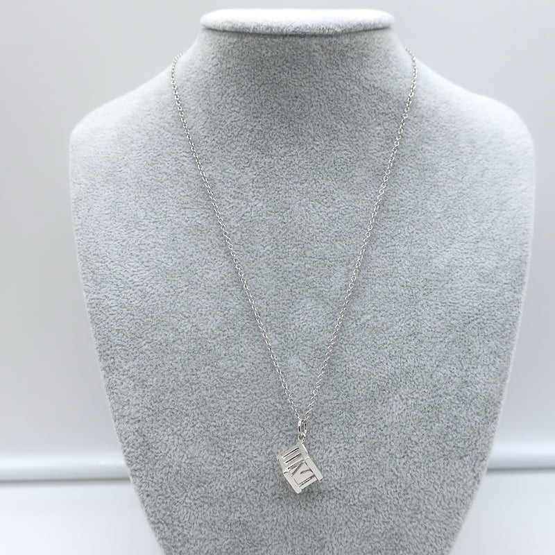 Tiffany & Co. Elsa Peretti Atlas Cube Pendant Necklace Sterling Silver