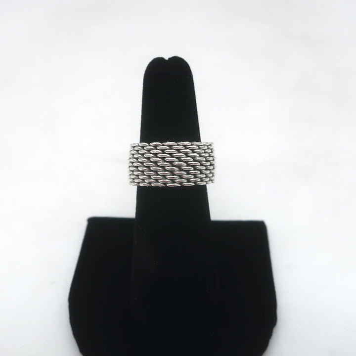 Tiffany &amp; Co. Somerset Mesh Ring Sterling Silver Size 6