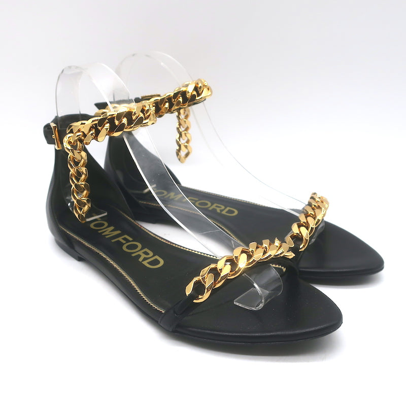 Tom Ford Biker Chain Ankle Strap Flat Sandals 
