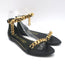 Tom Ford Biker Chain Ankle Strap Flat Sandals Black Leather Size 36.5