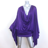 Tom Ford Cowl Neck Draped Mini Dress Purple Satin Jersey Size 42