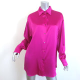 Tom Ford Oversized Satin Shirt Bright Pink Silk-Blend Size 42 Long Sleeve Blouse