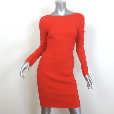 Tom Ford Zipped Open-Back Dress Persimmon Stretch Silk 