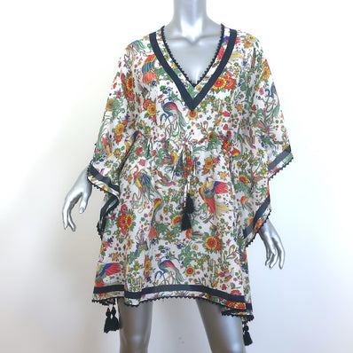 Tory Burch Promised Land Caftan White/Multi Floral Print Size Medium/Large