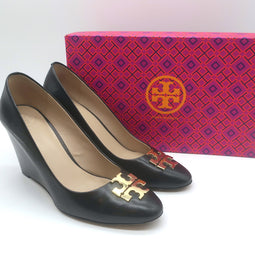 Tory Burch Raleigh Logo Wedge Pumps