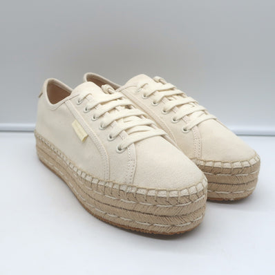 Tory Burch Seaside Lace-Up Oxford Espadrilles Ivory Canvas Size 10.5 NEW