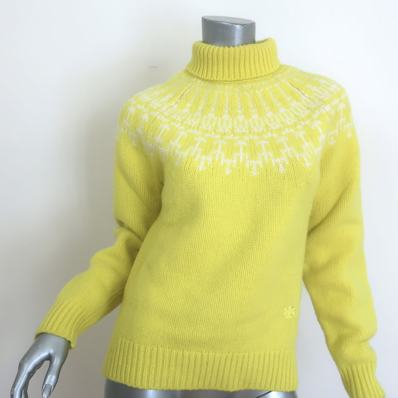Tory Burch Tory Sport Fair Isle Turtleneck Sweater Yellow Wool Size Small