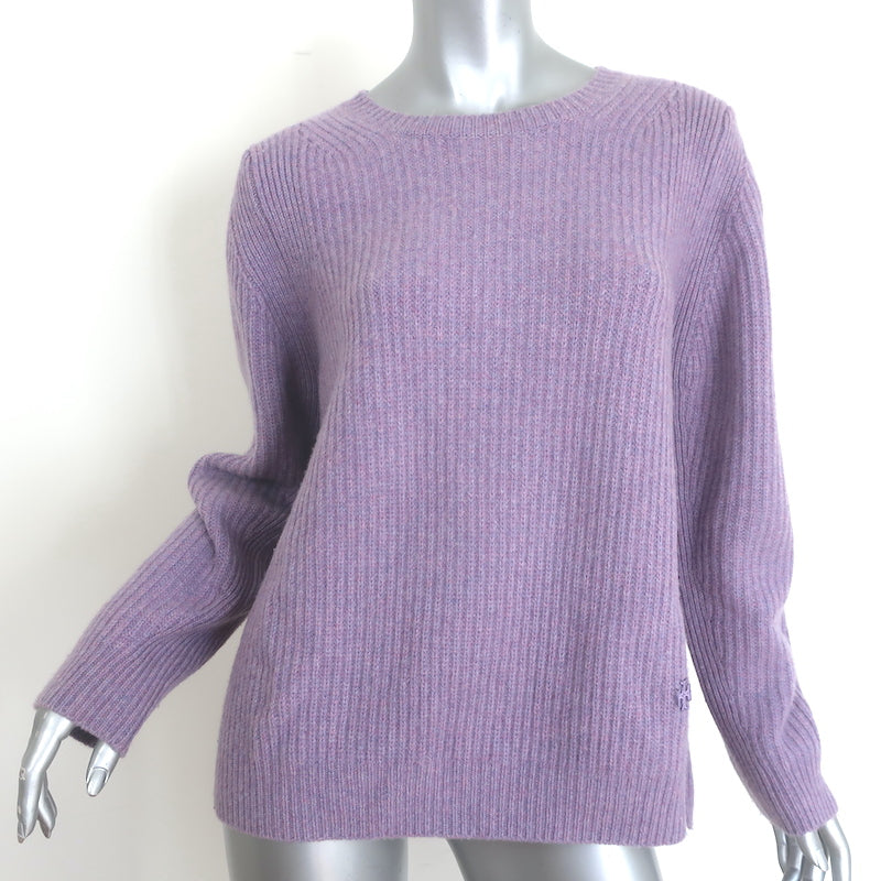 Tory Burch Tory Sport Ribbed Cashmere Crewneck Sweater Lavender Size Medium