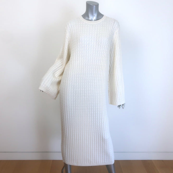 Toteme Cable Knit Wide-Sleeve Midi Dress Cream 