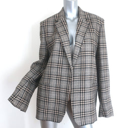 Toteme Houndstooth Check Wide Lapel Blazer Gray 