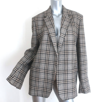 Toteme Houndstooth Check Wide Lapel Blazer Gray 