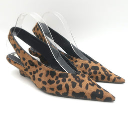 Toteme Leopard Pony Hair Slingback Wedge Pumps 