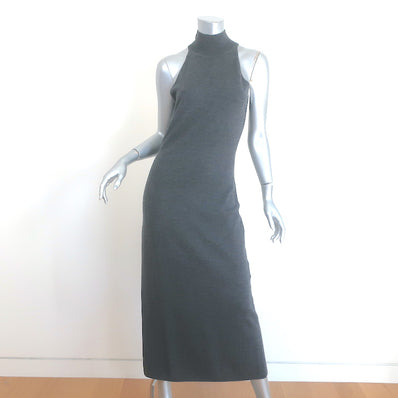 Toteme Ribbed Turtleneck Sleeveless Midi Dress Gray Wool-Blend Size Large