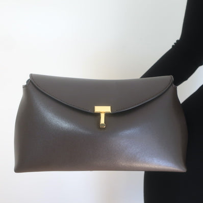Toteme T-Lock Clutch Dark Brown 