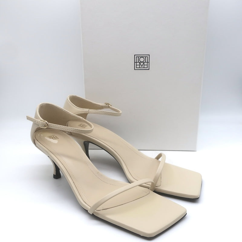 Toteme The Strappy Kitten Heel Sandals Bleached Sand 