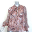 Ulla Johnson Anita Blouse Pink Metallic Floral Print Chiffon Size 8 Tie-Neck Top