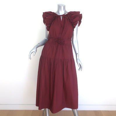 Ulla Johnson Arina Flutter Sleeve Tie-Waist Midi Dress