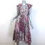 Ulla Johnson Asis Midi Dress Fuchsia/Cream Patchwork Print Cotton-Silk Size 4