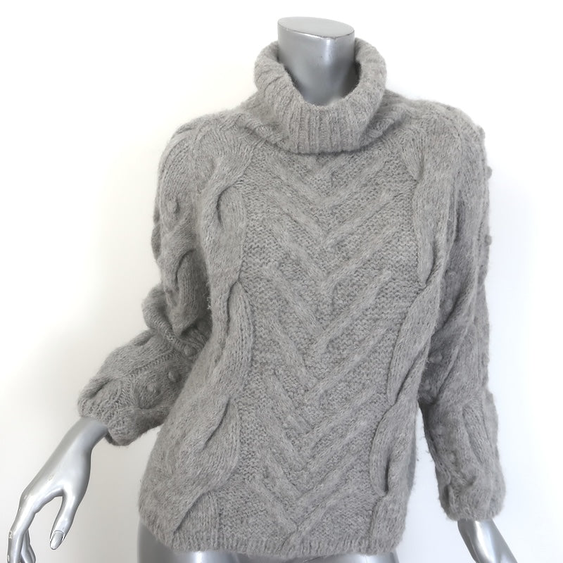 Ulla Johnson Bruna Cable Knit Turtleneck Sweater Gray 